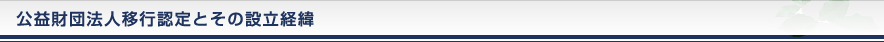 公益財団法人移行認定とその設立経緯
